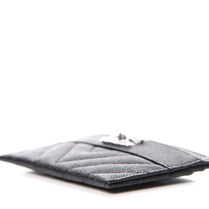 Chanel Caviar Chevron Quilted Vintage Mademoiselle Card Holder Black 9 of 10