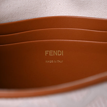 Fendi Canvas Vitello King Bi-Color Strap FF Embroidered Mini Baguette Grezzo Brandy Cuoio 6 of 12