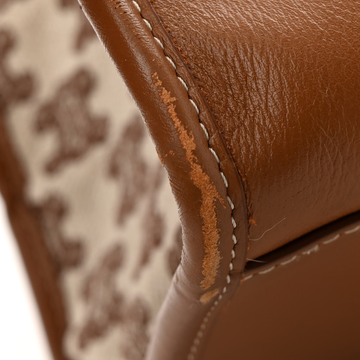 Celine Canvas Calfskin Triomphe Embroidered Horizontal Cabas Tan 11 of 14