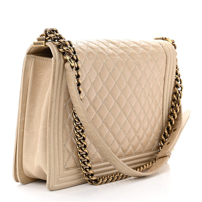 Chanel Glazed Calfskin Quilted Large Boy Flap Beige 3 of 19