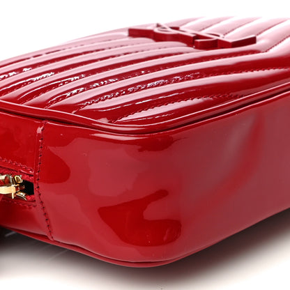Saint Laurent Patent Calfskin Matelasse Monogram Mini Lou Camera Bag Eros Red 9 of 10
