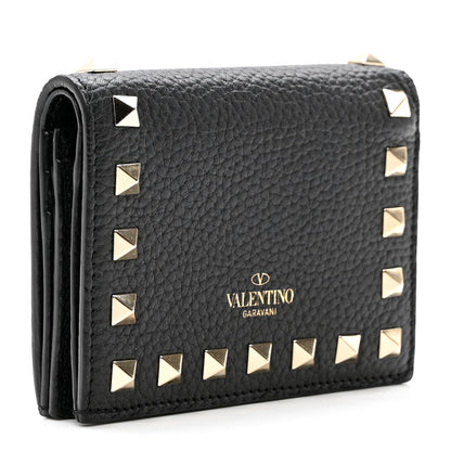 Valentino Garavani Calfskin Rockstud Bi-Fold Card Holder Black 3 of 6