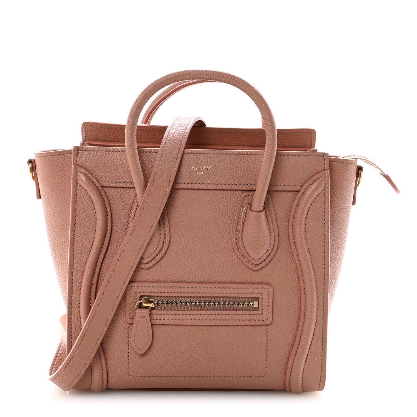 Drummed Calfskin Nano Luggage Antique Rose