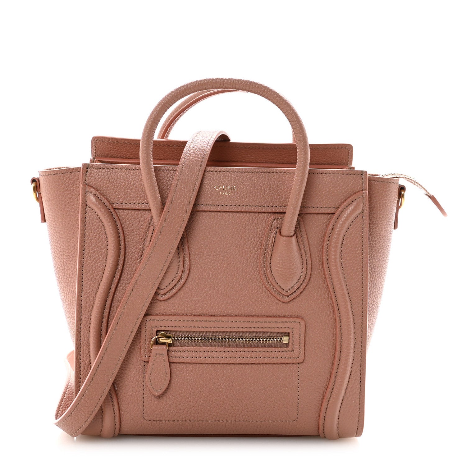 Celine Drummed Calfskin Nano Luggage Antique Rose 1 of 11