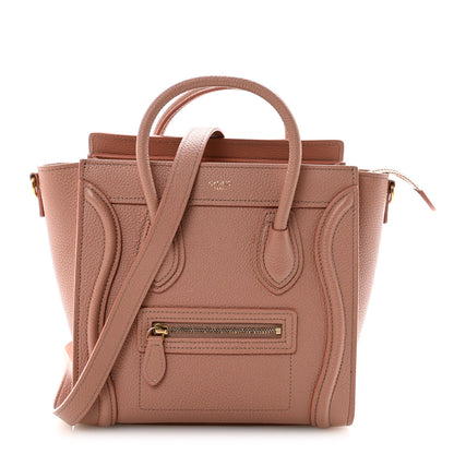Celine Drummed Calfskin Nano Luggage Antique Rose 1 of 11