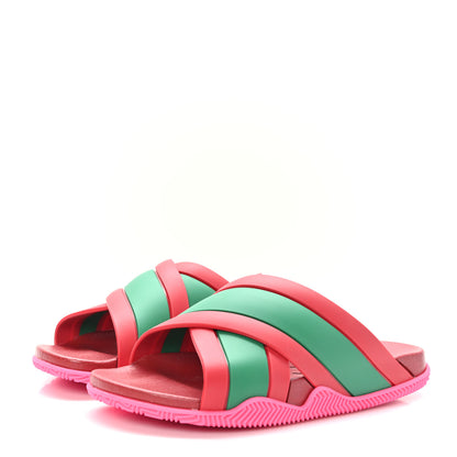 Gucci Rubber Web Womens Criss Cross Slide Sandals 35 Coral New Shamarock 3 of 8
