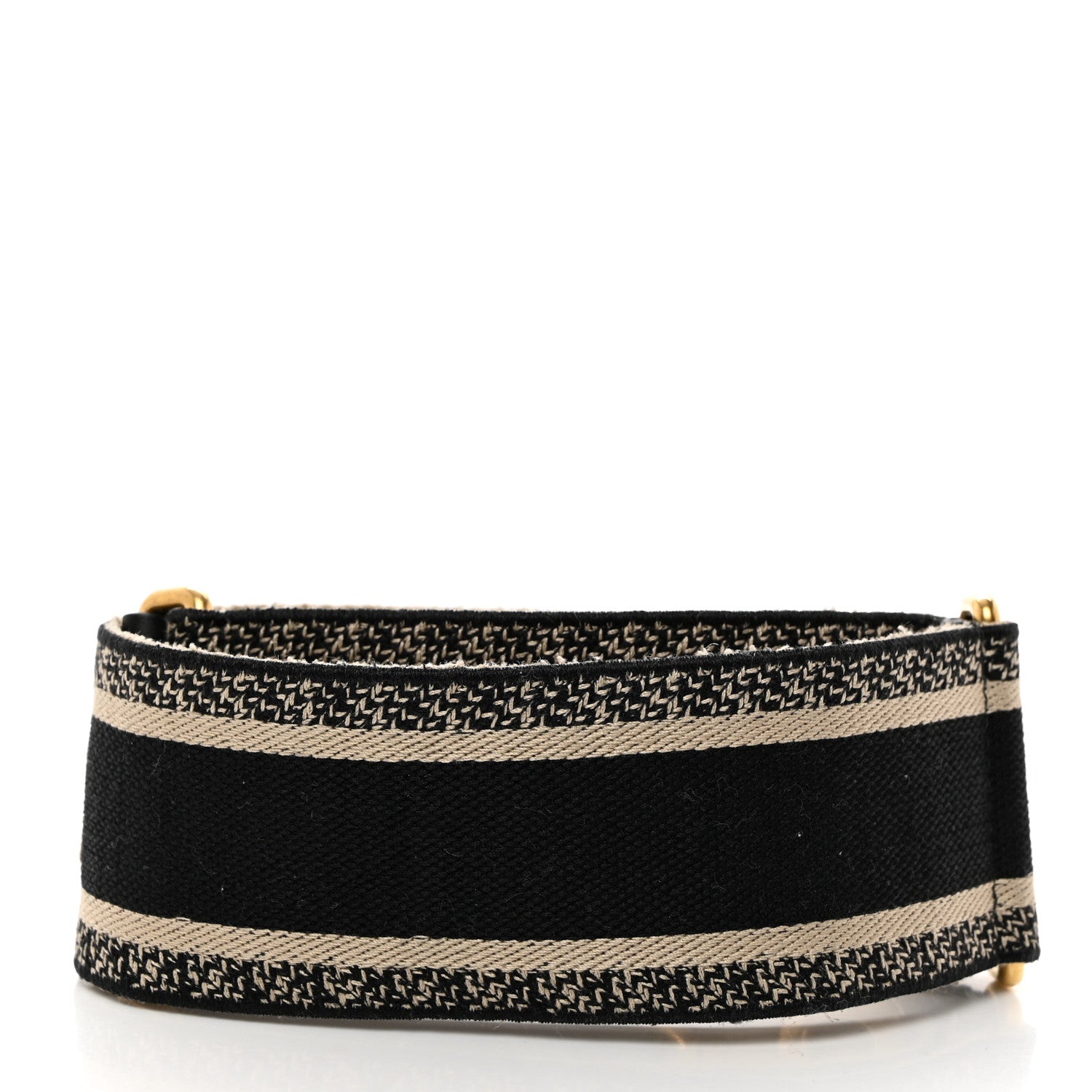 Christian Dior CHRISTIAN DIOR Canvas Embroidered Shoulder Strap Black 2 of 5