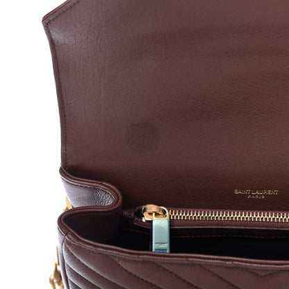 Saint Laurent Lambskin Matelasse Chevron Monogram Medium College Bag Old Brandy 9 of 9