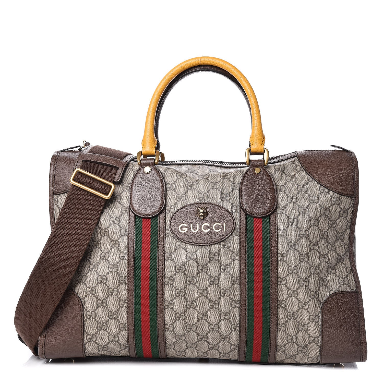 Gucci Soft GG Supreme Monogram Web Neo Vintage Duffle Bag Beige New Acero Crop 1 of 9
