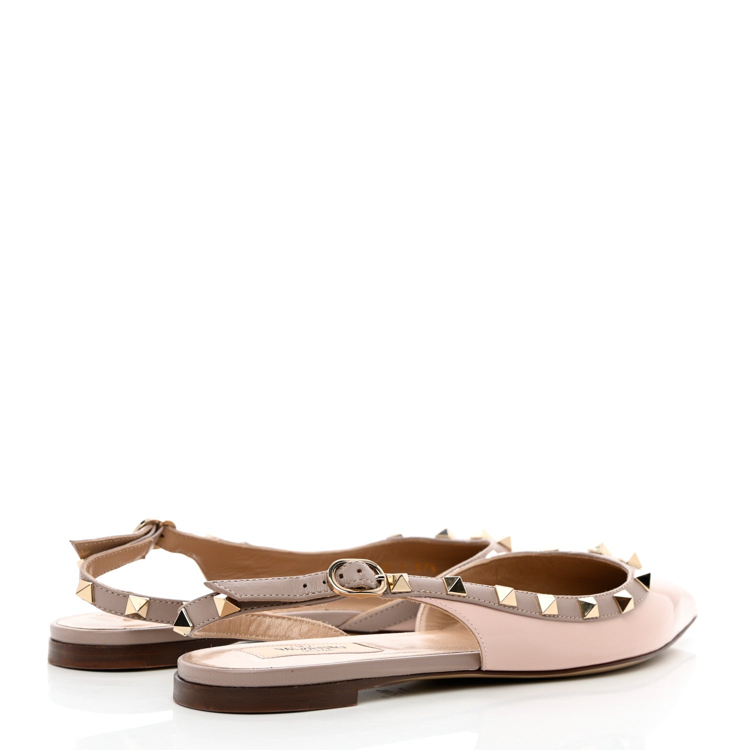 Valentino Garavani Patent Rockstud Slingback Flats 37.5 Water Rose Poudre 4 of 7
