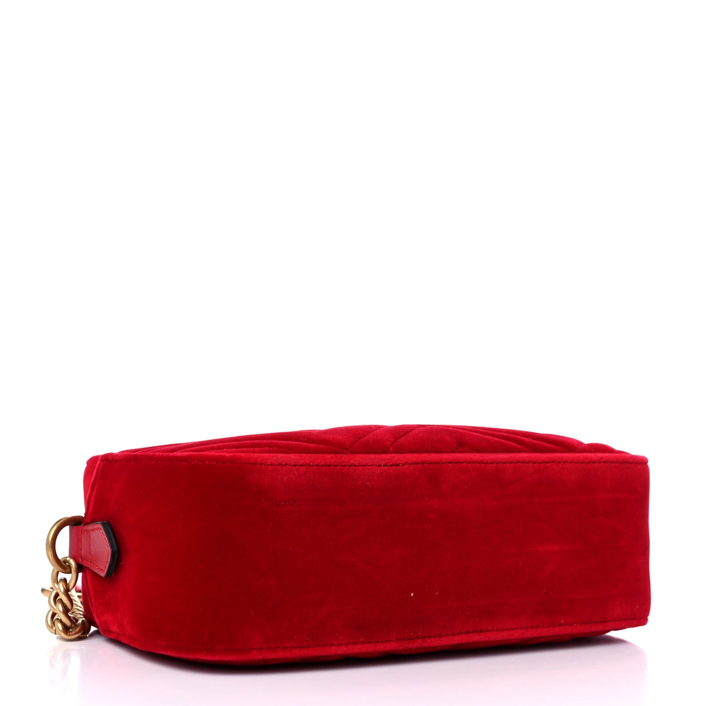 Velvet Matelasse Small GG Marmont Chain Shoulder Bag Hibiscus Red