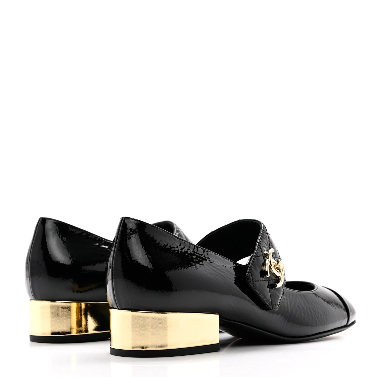 Patent Goatskin Cap Toe Mary Janes 38.5 Black