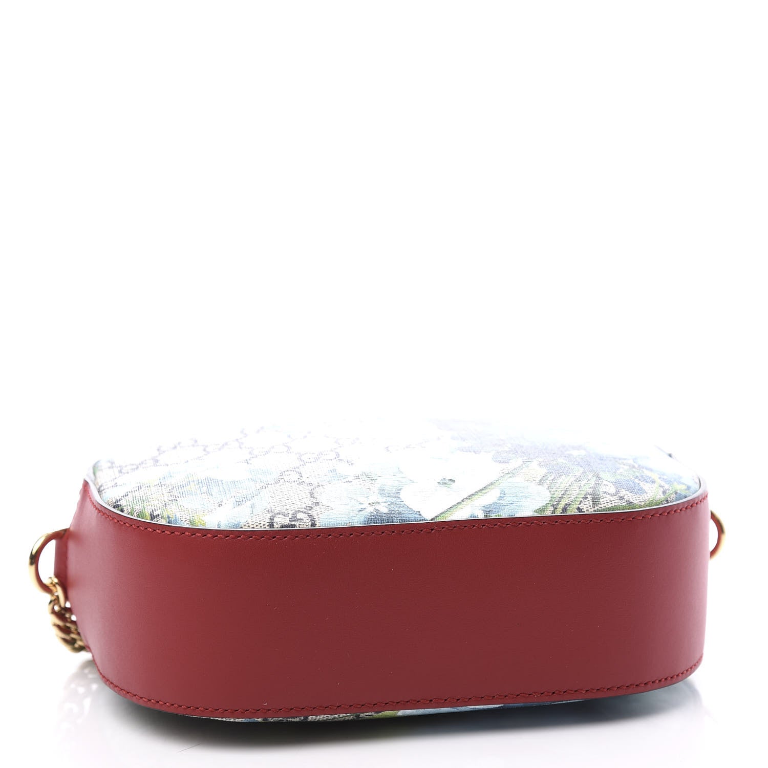 Gucci GG Supreme Monogram Blooms Mini Chain Shoulder Bag Beige Blue Navy Hibiscus Red 3 of 10