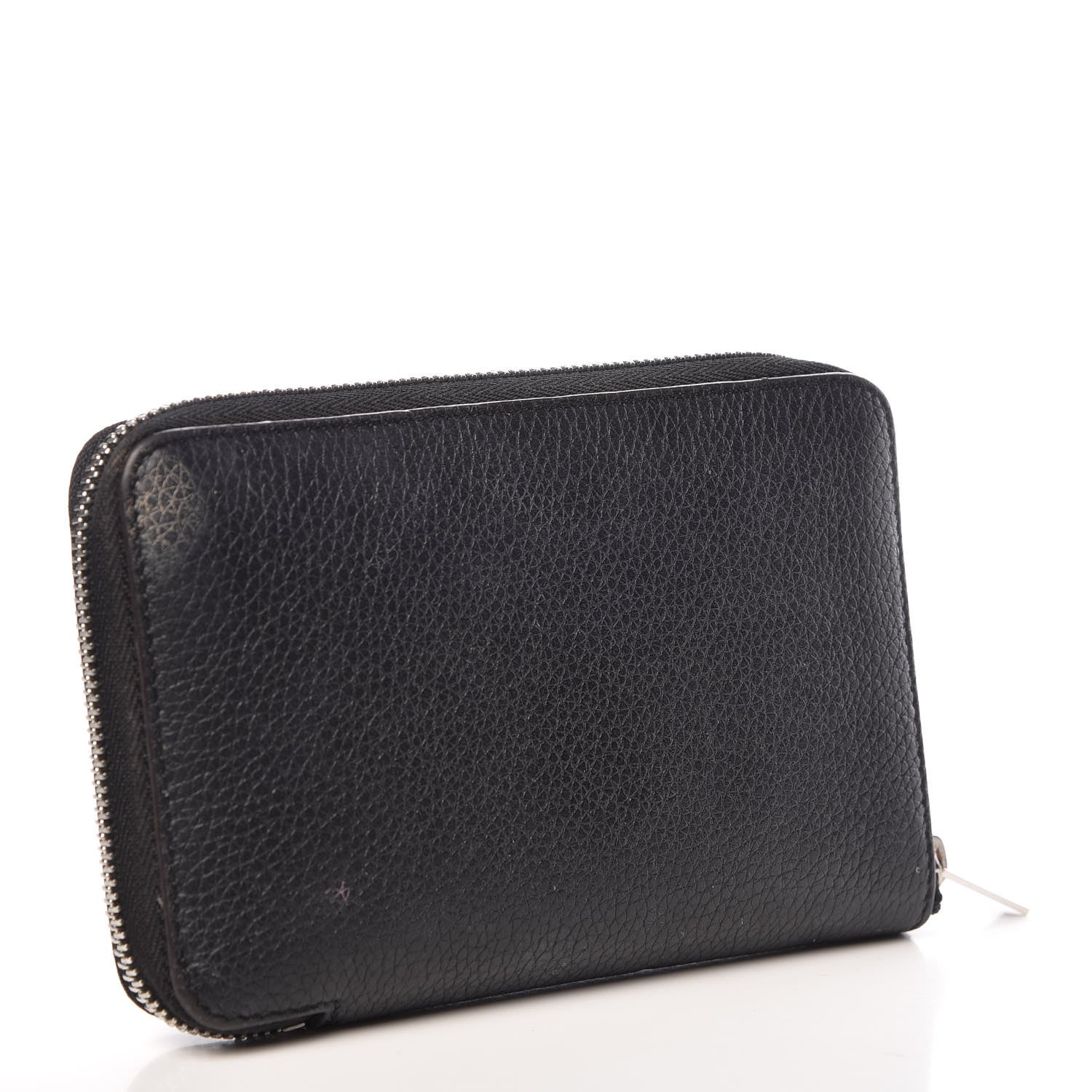 Celine Drummed Calfskin Zip Around Multifunction Wallet Black Citron 3 of 10