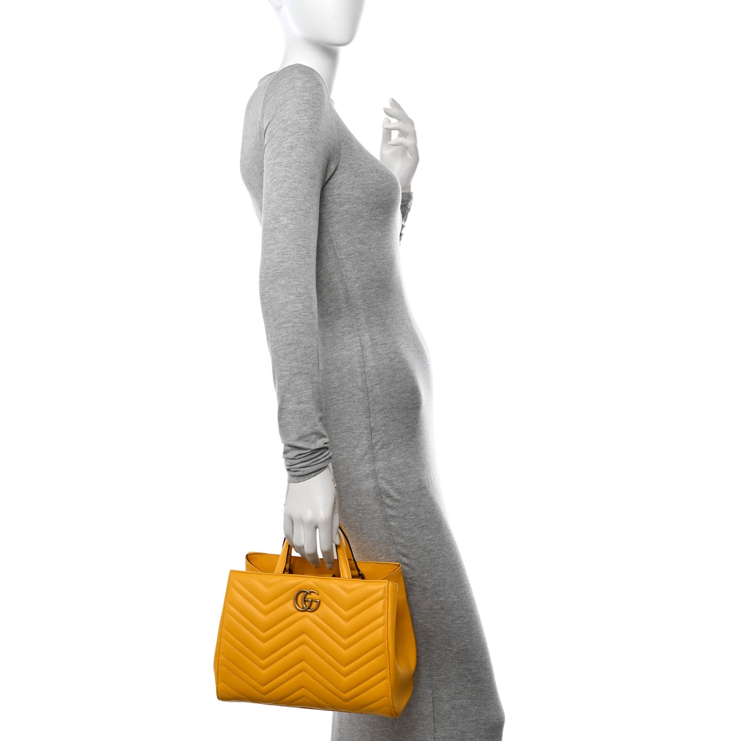 Gucci Calfskin Matelasse Small GG Marmont Tote Stone Topaz 2 of 10