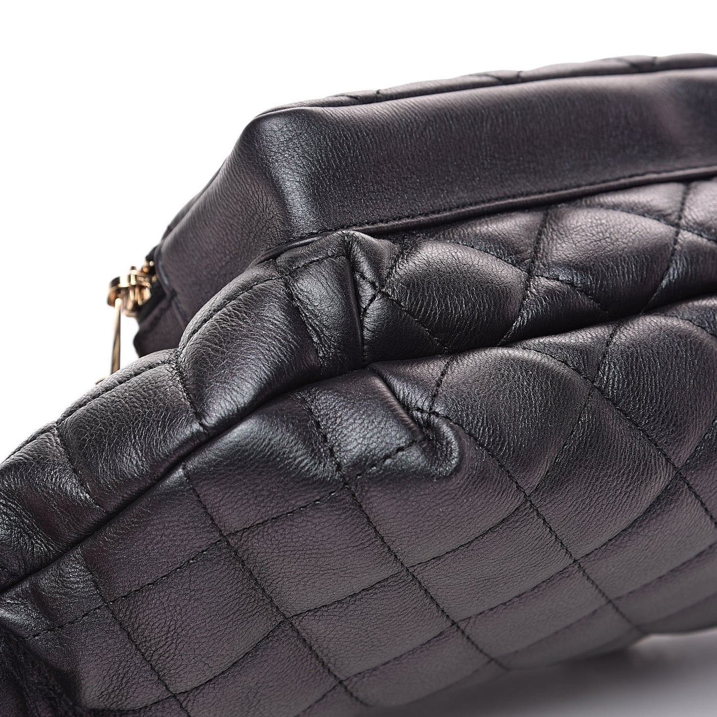 Iridescent Calfskin Quilted All About Waist Belt Bag Black