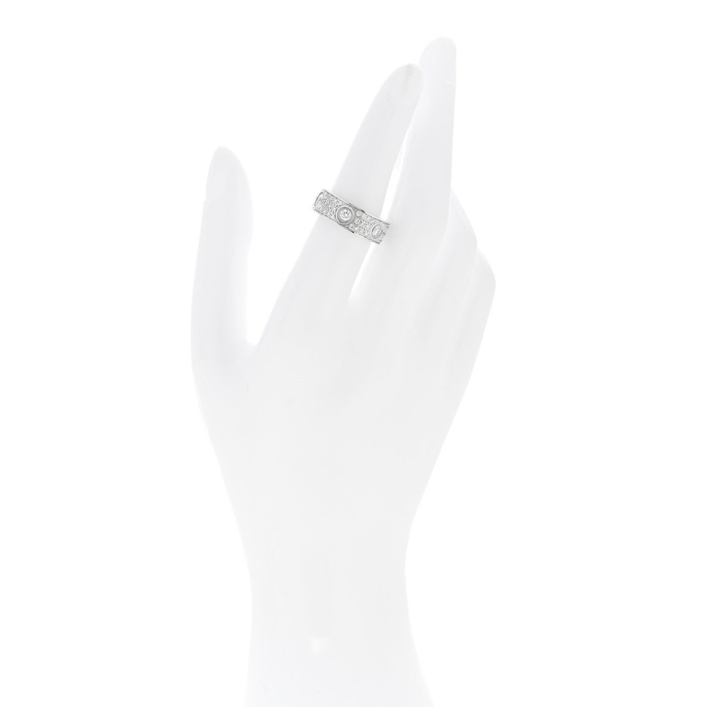 18K White Gold Diamond LOVE Paved Ring 52 6