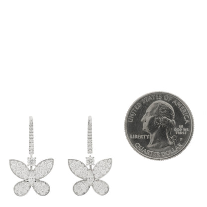 Graff 18K White Gold Diamond Pave Mini Butterfly Drop Earrings 2 of 5