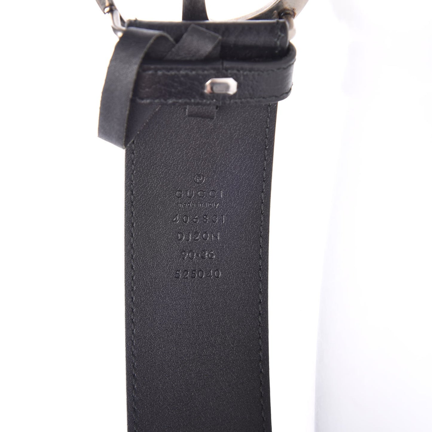 Textured Dollar Calfskin Nickel Double G 40mm Belt 90 36 Black