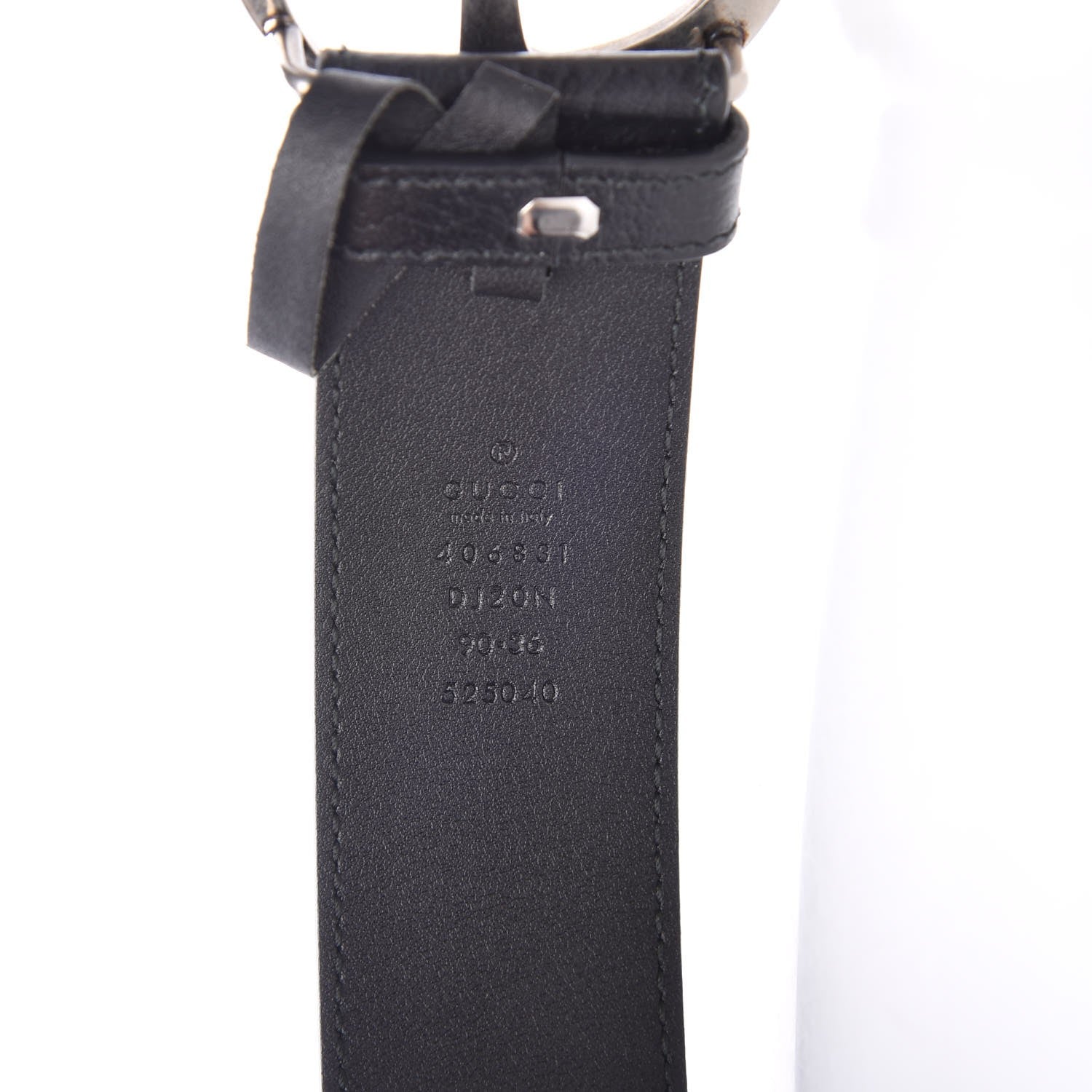 Gucci Textured Dollar Calfskin Nickel Double G 40mm Belt 90 36 Black 4 of 7