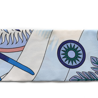 Hermes Silk La Source de Pegase Twilly Ciel Bleu Royal White 8 of 8