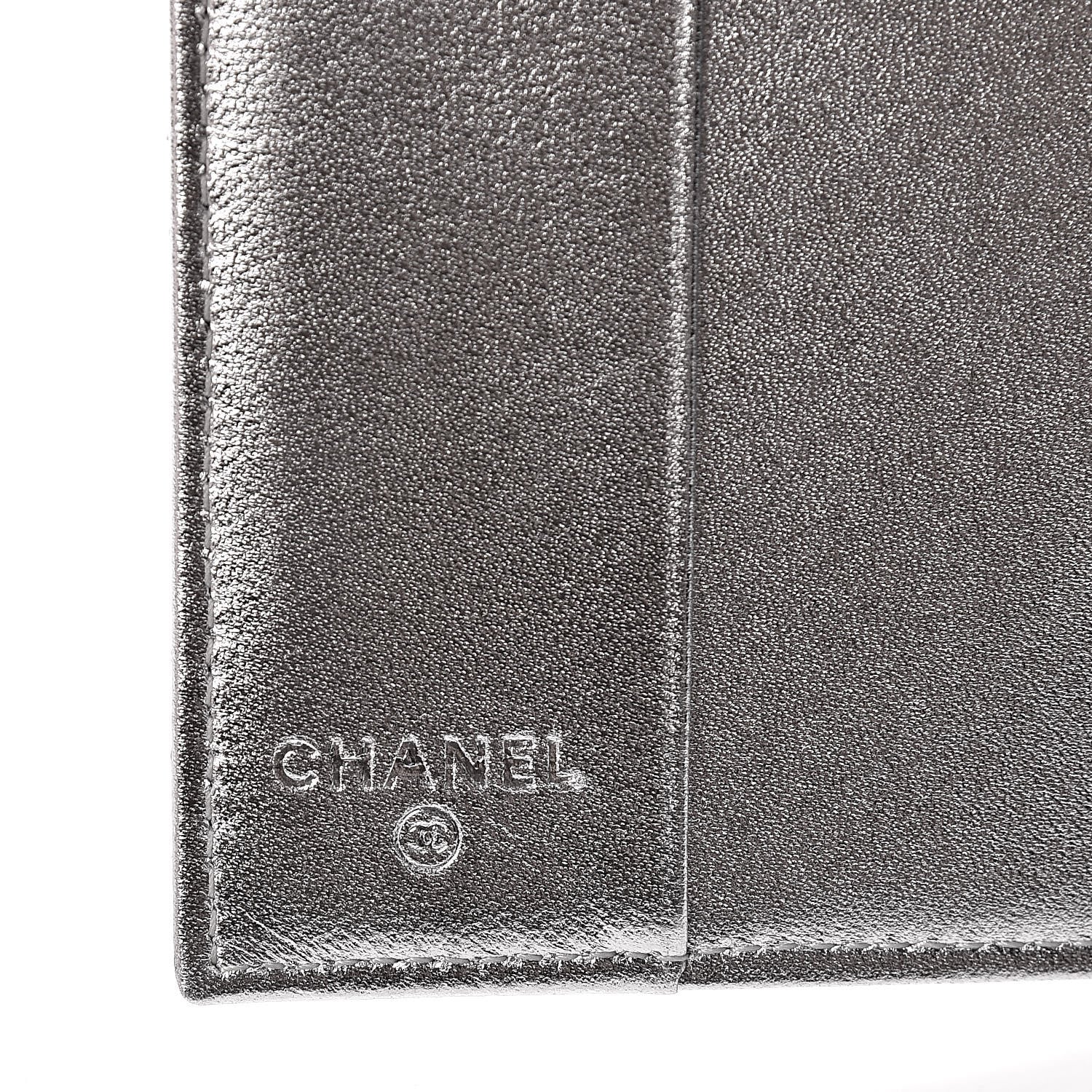 Chanel Metallic Lambskin Quilted Passport Holder Silver 6 of 8