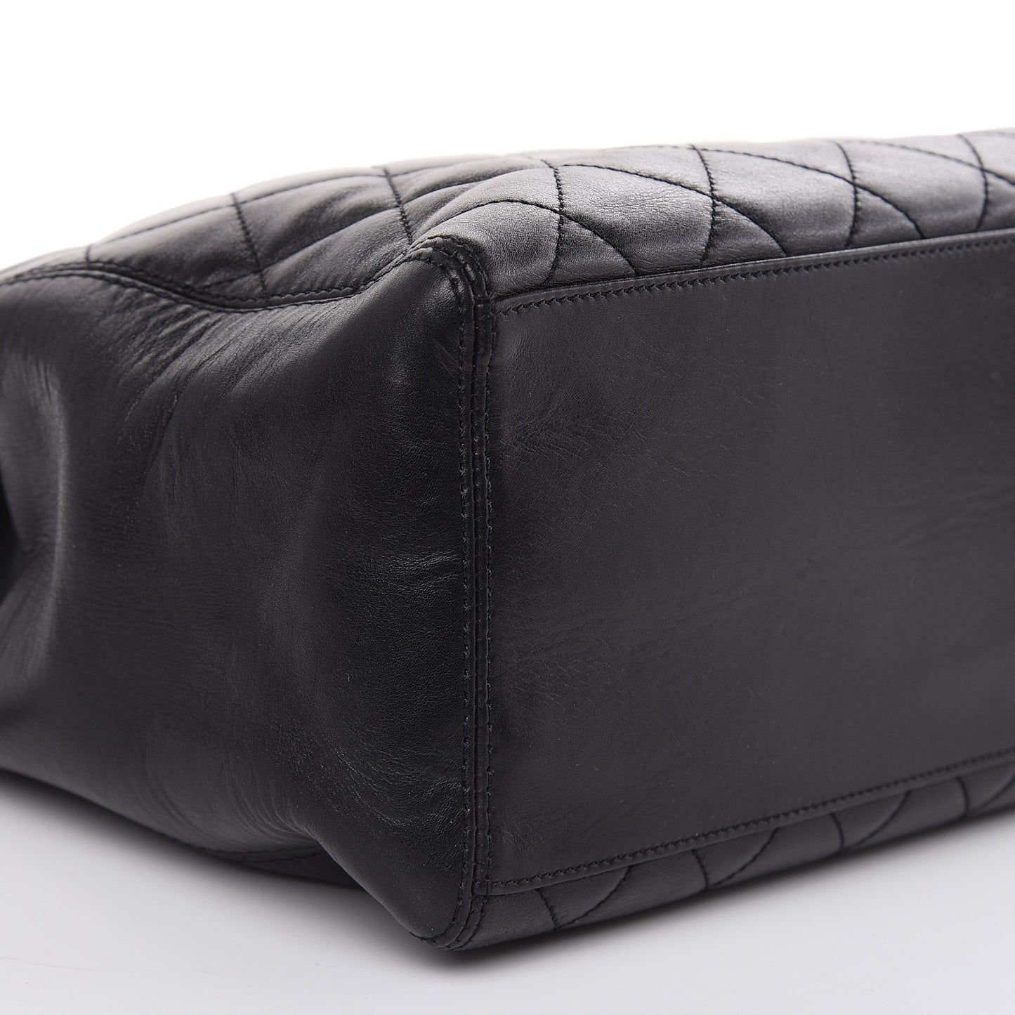Calfskin Quilted CC Shopping Tote Black