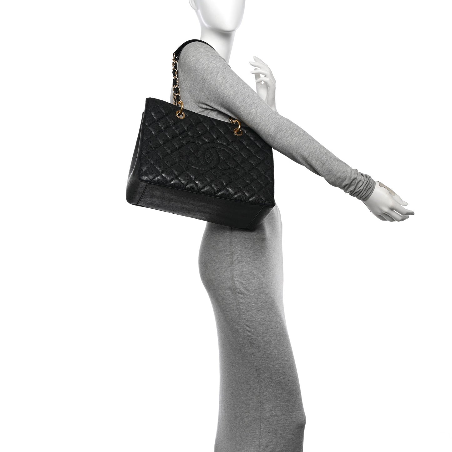 Caviar Quilted Grand Shopping Tote GST Black