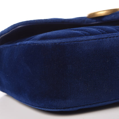 Gucci Velvet Matelasse Mini GG Marmont Shoulder Bag Cobalt Blue 5 of 10