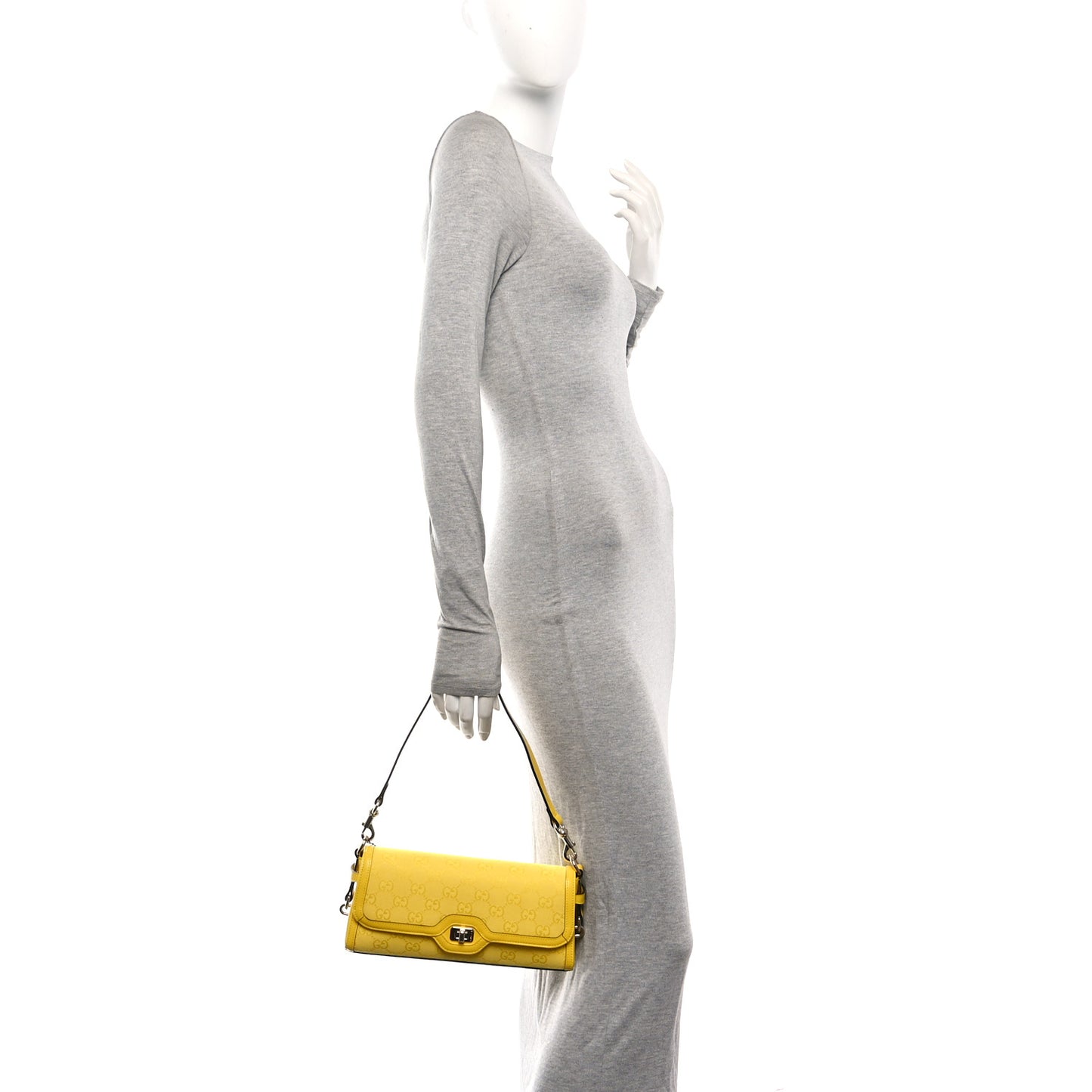 GG Monogram Textured Dollar Calfskin Small Luce Shoulder Bag Yellow