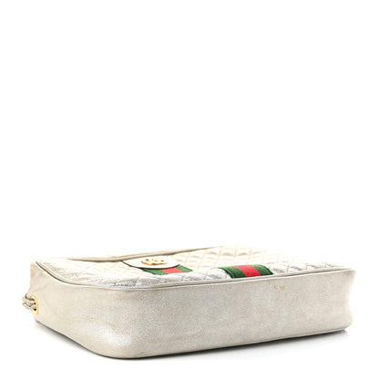 Gucci Laminated Nappa Web Trapuntata Mini GG Shoulder Bag Argento 4 of 11
