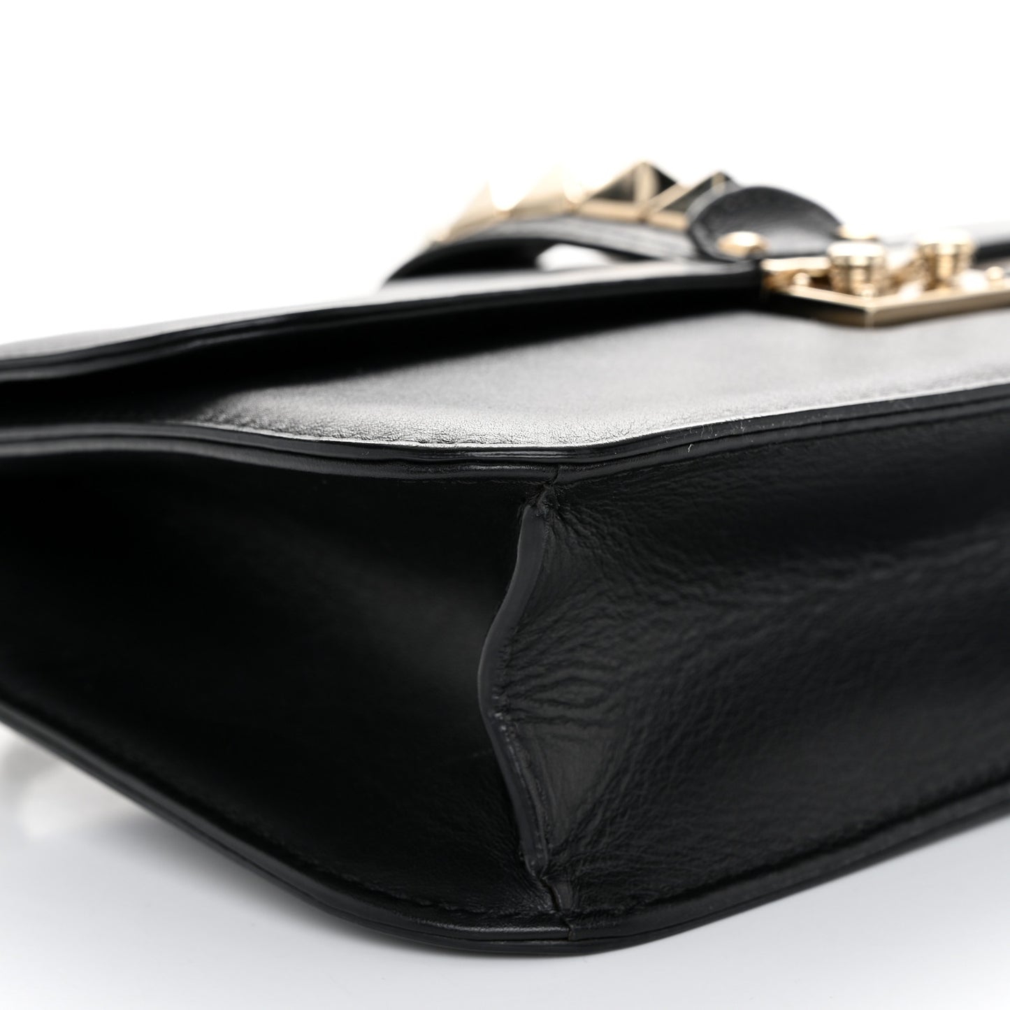Vitello Medium Glam Lock Rockstud Flap Black