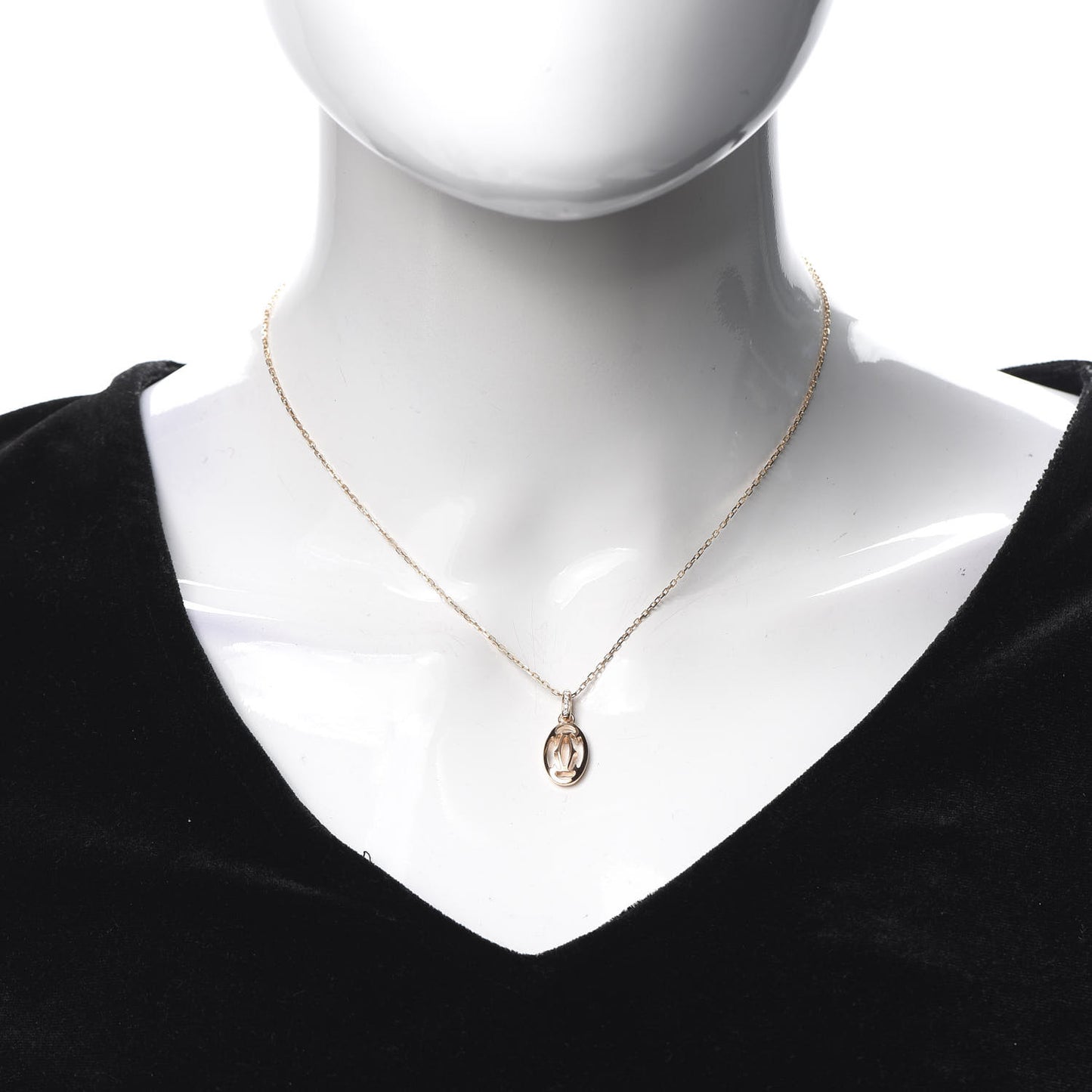 18K Pink Gold Diamond Logo Pendant Necklace