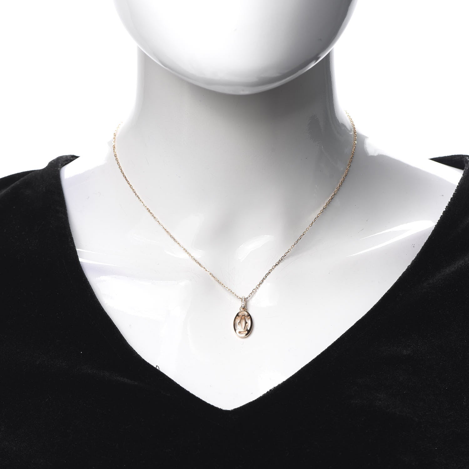 Cartier 18K Pink Gold Diamond Logo Pendant Necklace 2 of 5