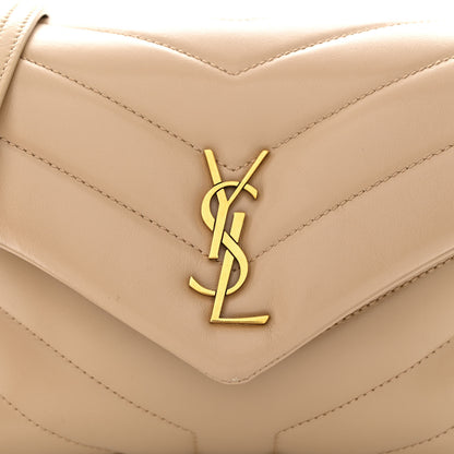 Saint Laurent Calfskin Y Quilted Monogram Toy Loulou Crossbody Bag Dark Beige 8 of 10