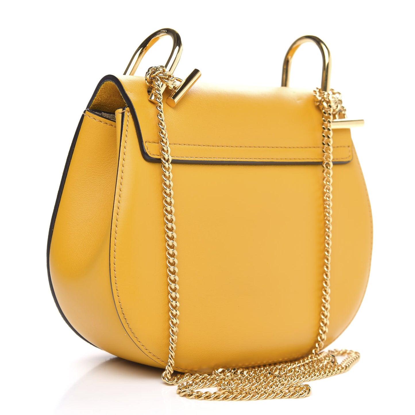 Suede Smooth Calfskin Mini Drew Shoulder Bag Mustard
