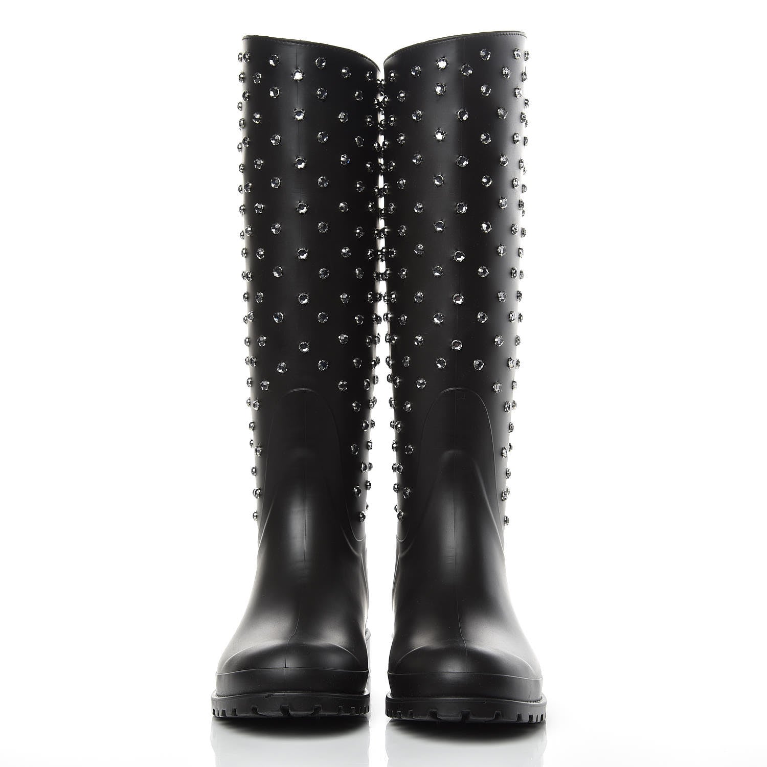 Saint Laurent Rubber Crystal Rain Boots 36 Black 2 of 8