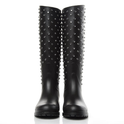 Saint Laurent Rubber Crystal Rain Boots 36 Black 2 of 8