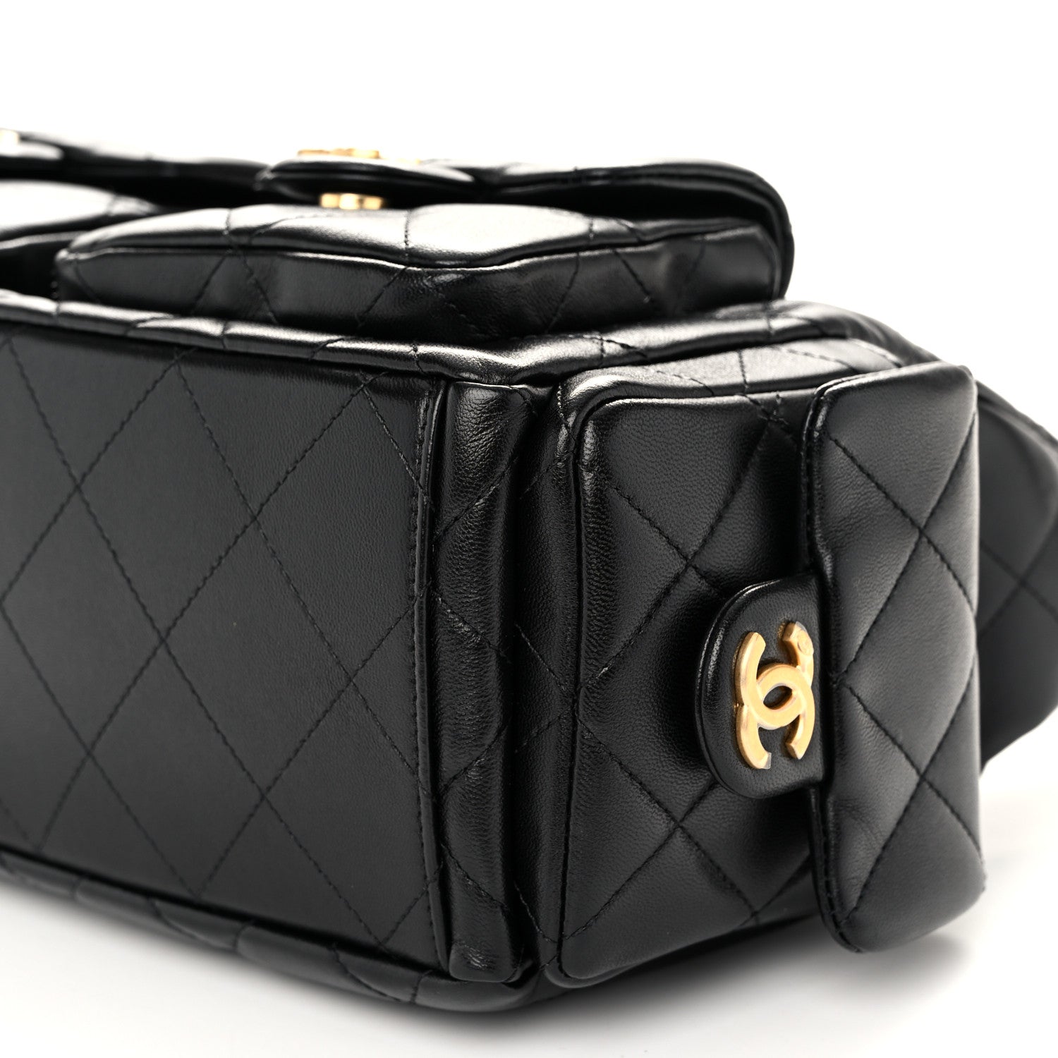 Chanel Shiny Lambskin Quilted Trendy Pockets Hobo Black 11 of 12