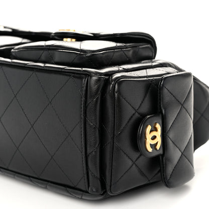 Chanel Shiny Lambskin Quilted Trendy Pockets Hobo Black 11 of 12