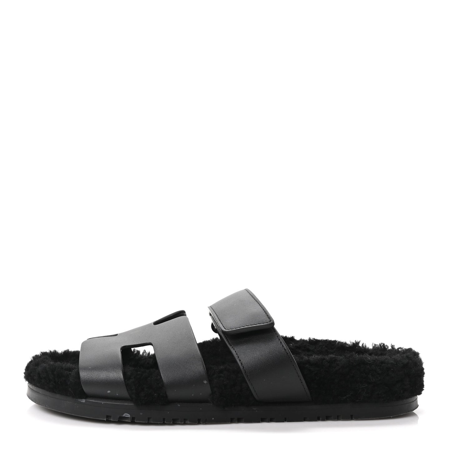 Calfskin Woolskin Womens Chypre Sandals 39 Black