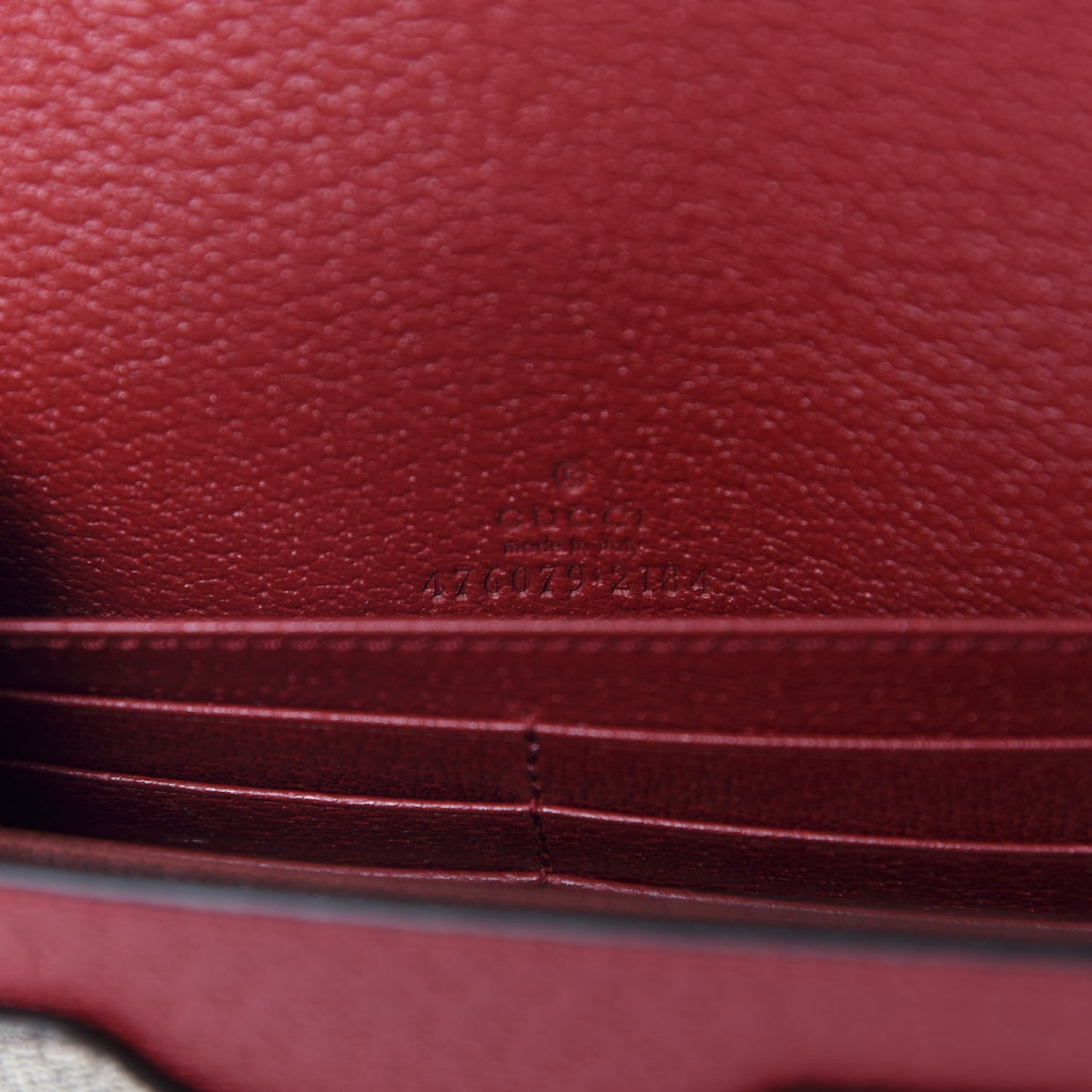 GG Supreme Monogram Web Queen Margaret Chain Wallet Red