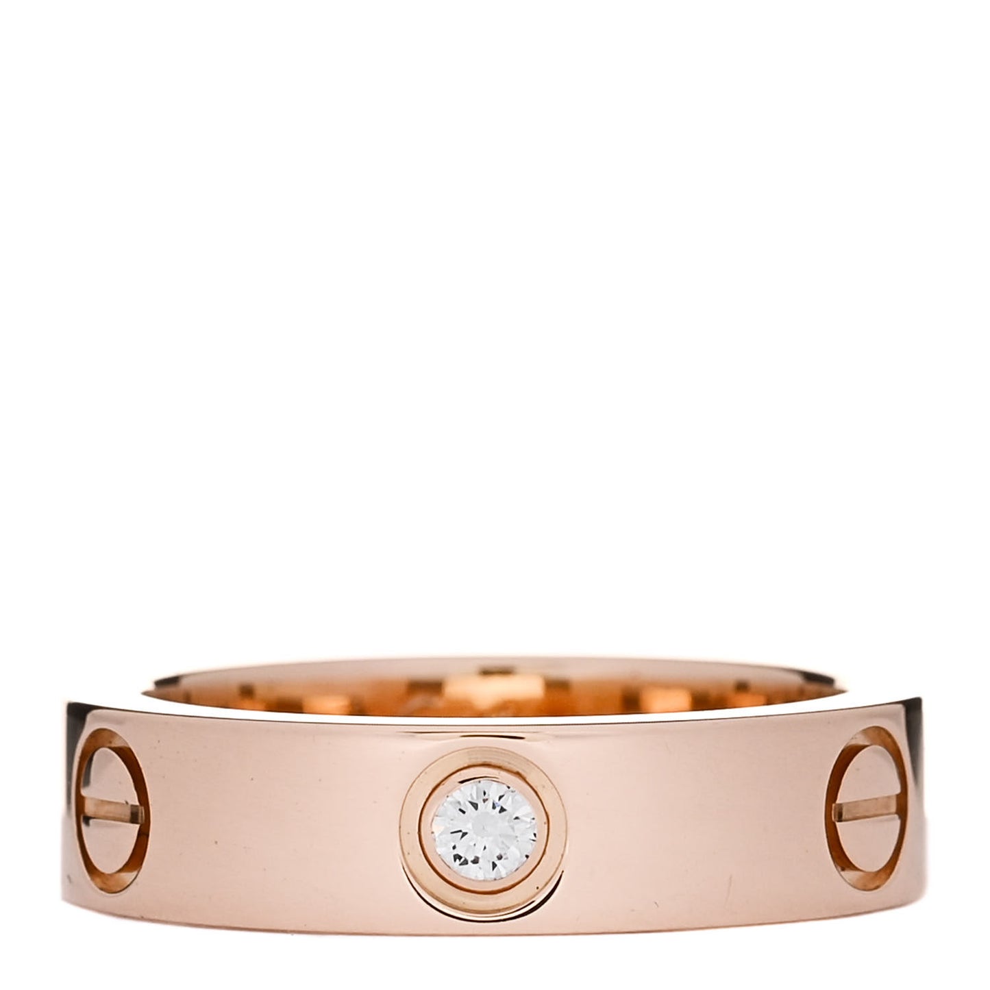 18K Pink Gold 3 Diamond 5.5mm LOVE Ring 56 7.75