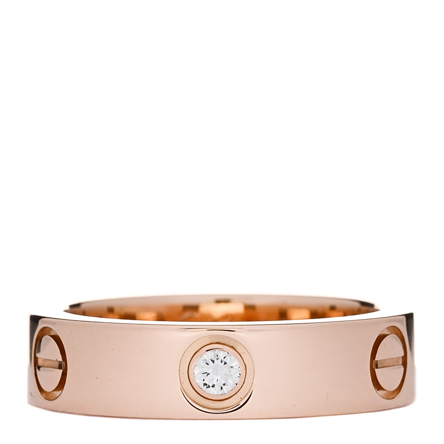 Cartier 18K Pink Gold 3 Diamond 5.5mm LOVE Ring 56 7.75 1 of 5