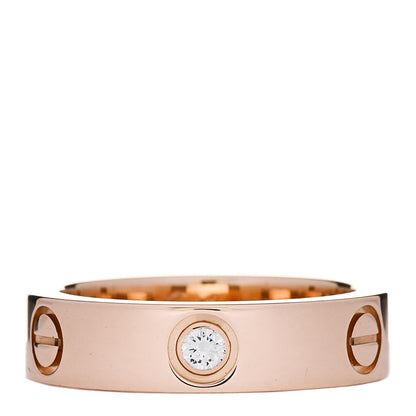 Cartier 18K Pink Gold 3 Diamond 5.5mm LOVE Ring 56 7.75 1 of 5