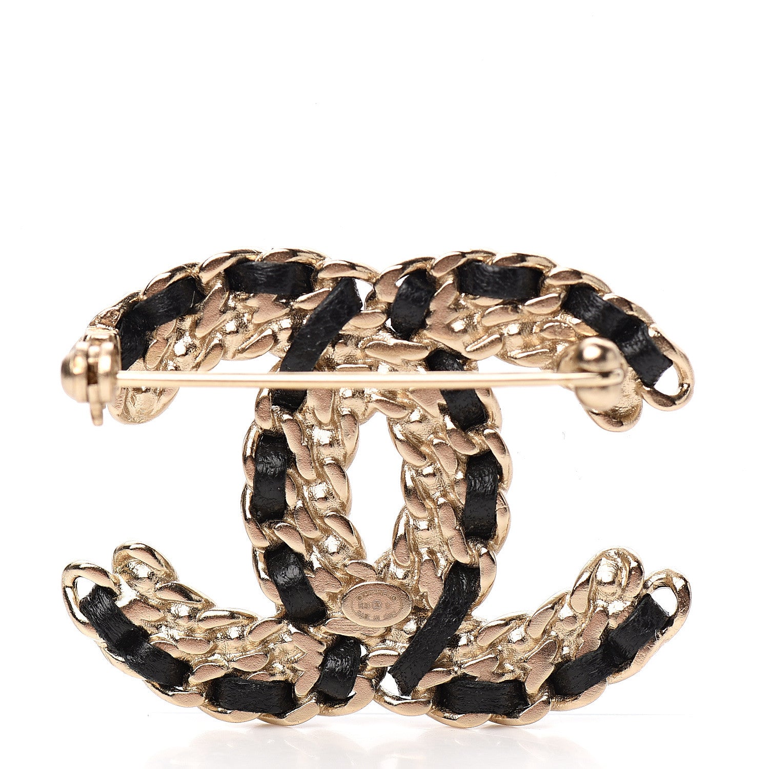 Chanel Lambskin Crystal Vintage Allure CC Chain Brooch Black Gold 2 of 4
