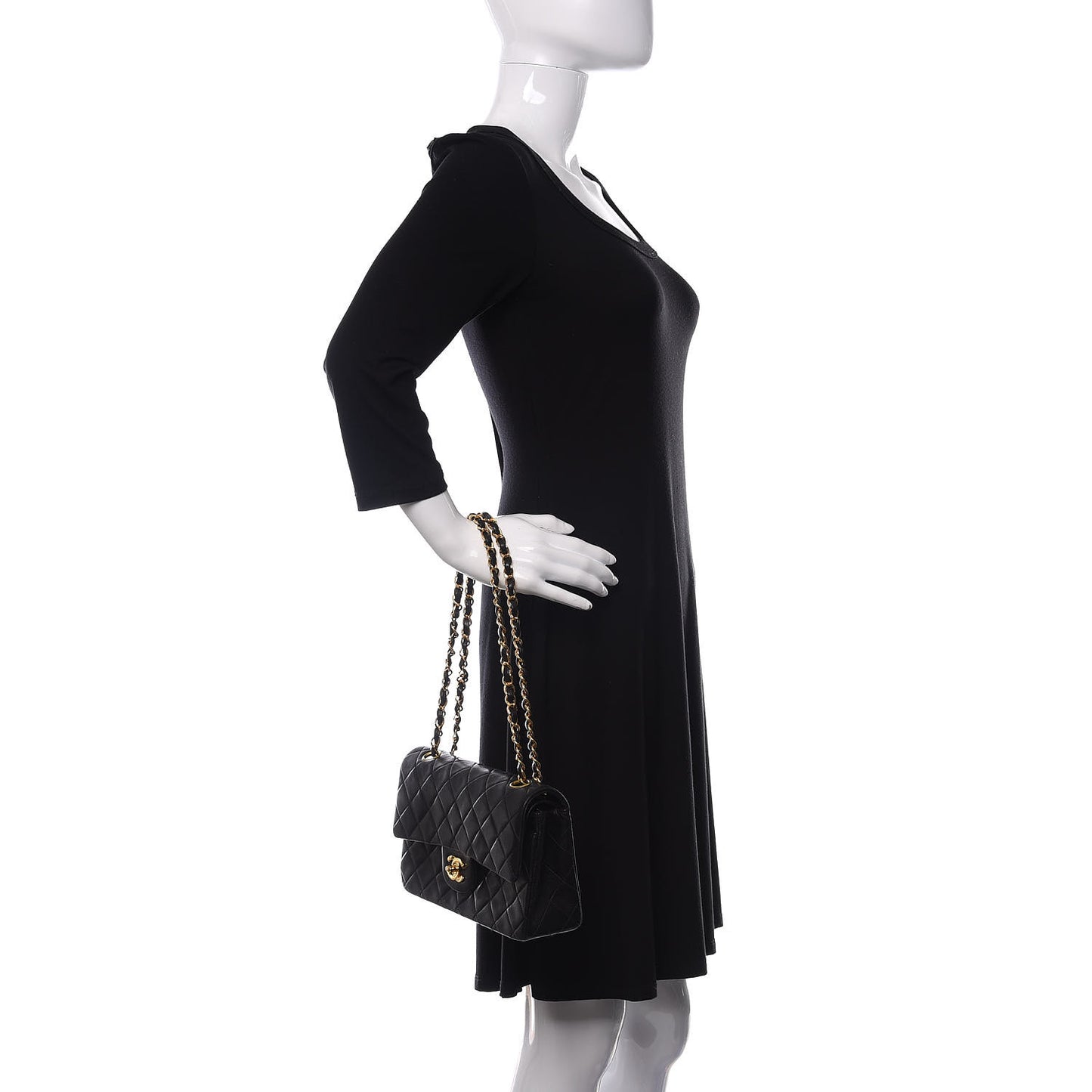 Lambskin Quilted Small Double Flap Black