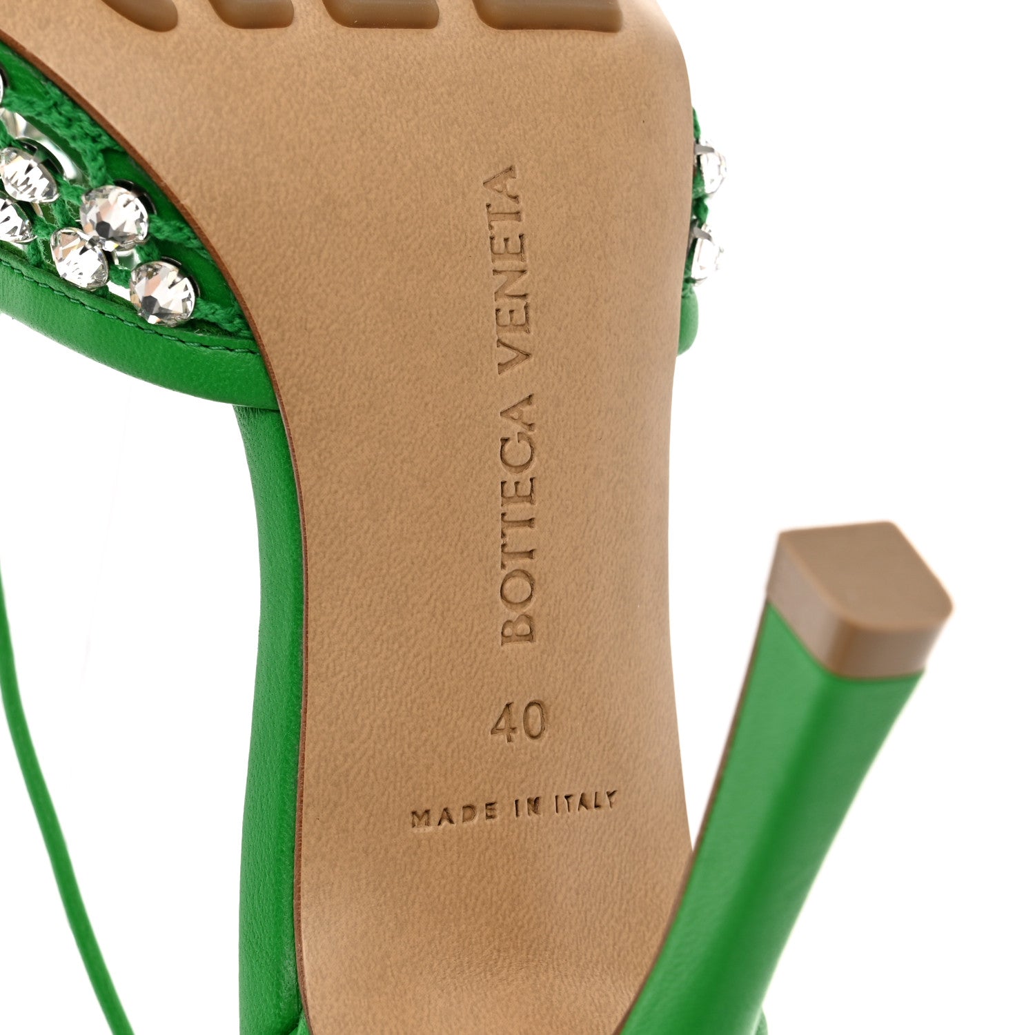 Bottega Veneta Mesh Nappa Crystal Embellished Sparkle Stretch Ankle Tie Sandals 40 Parakeet 7 of 13