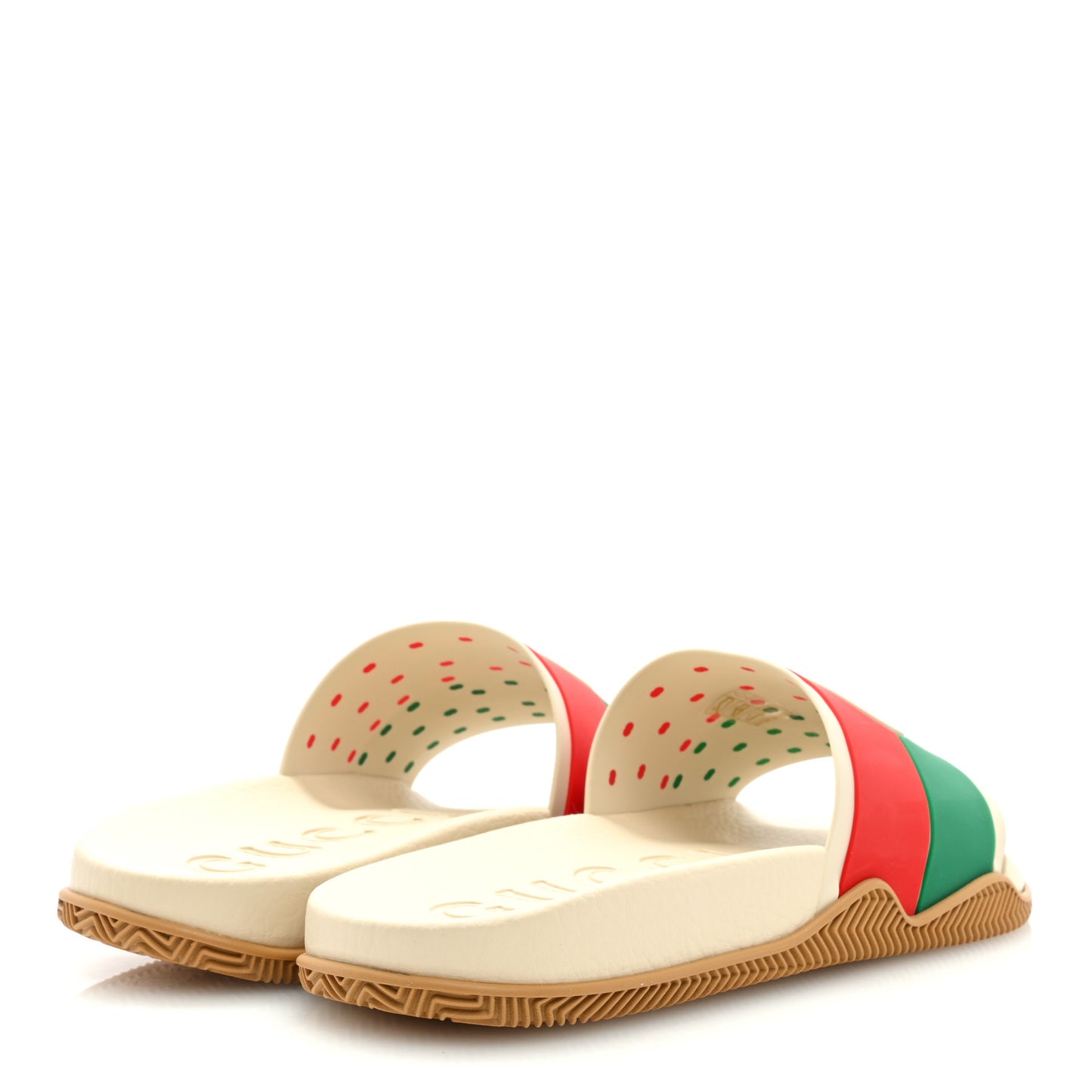 Rubber Web Womens Interlocking G Slide Sandals 40 Mystic White Green Red