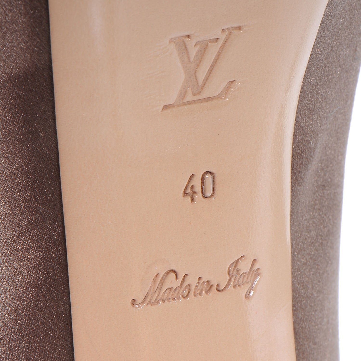 Louis Vuitton Satin Athen Peep Toe Pumps 40 Brown 6 of 8